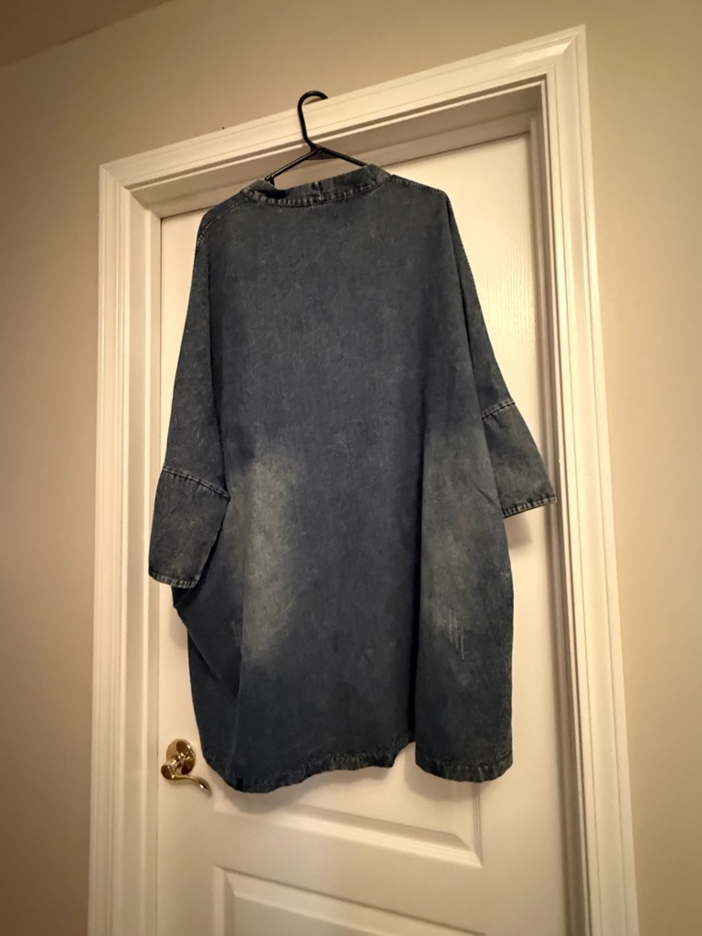 Oversized Denim Shacket Jacket in Faded Blue - Picture 8 of 10